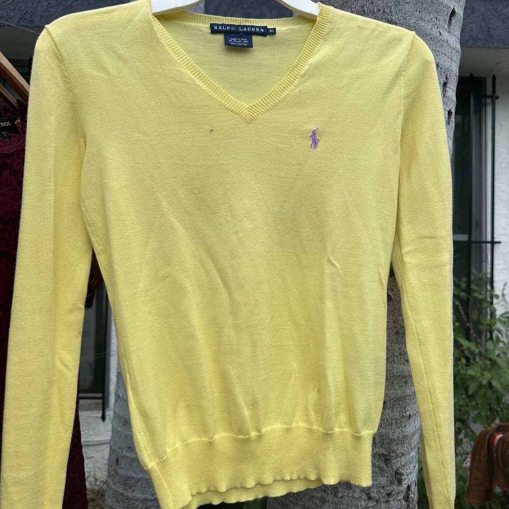 Ralph Lauren Women's V-Neck Sweater in Sunny Yellow